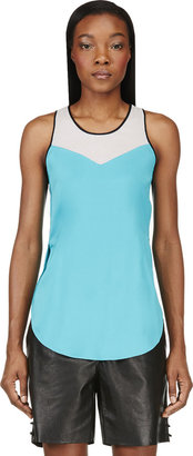 3.1 Phillip Lim Turquoise Silk Scooped Out Tank Top