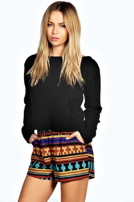 boohoo Becky Aztec Tapestry Print High Waisted Shorts