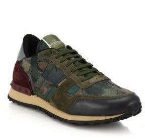 Valentino Rockrunner Camo Studded Sneakers