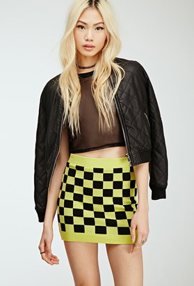 Forever 21 Checkered Neon Mini Skirt