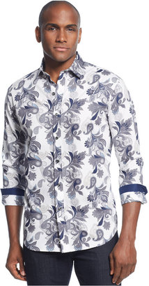 Tasso Elba Evon Contrast-Cuff Paisley Shirt
