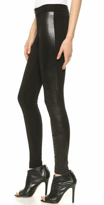 Alice + Olivia Front Zip Leggings with Leather Panels