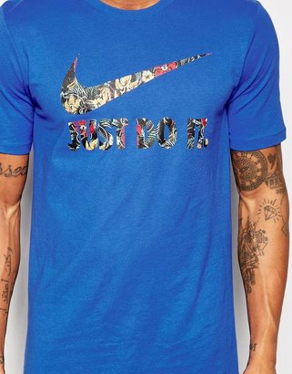 Nike T-Shirt With 'Just Do It' Floral Swoosh