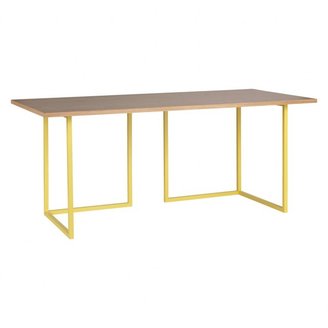 NAC Oak veneer desk with yellow trestles L180cm