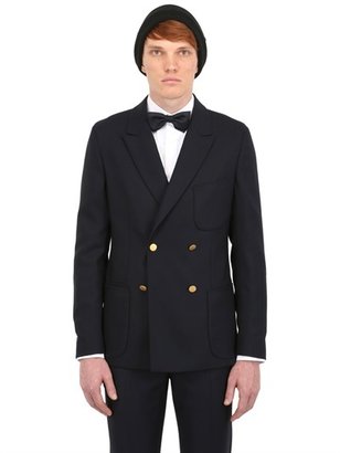 Façonnable Double Breasted Wool Canvas Jacket