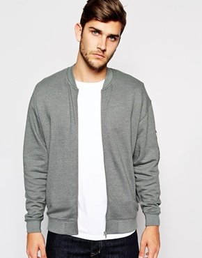 ASOS Oversized MA1 Bomber In Jersey - Gray