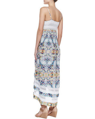 Twelfth St. By Cynthia Vincent Printed/Lace High-Low Dress
