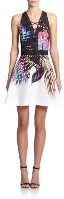 Roberto Cavalli Lace-Up A-Line Dress