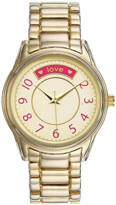 Love Label Ladies Gold Boyfriend Pink Dial Watch