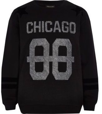 River Island Boys black embedded Chicago sweatshirt