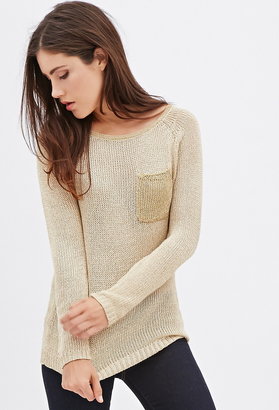 Forever 21 Longline Metallic Thread Sweater