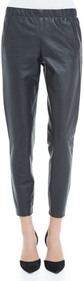 Vince Cropped Leather Pants, Graphite