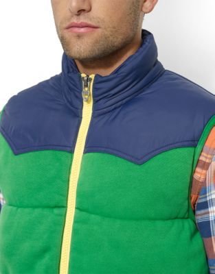 Polo Ralph Lauren Color-Blocked Weathered-Fleece Western-Yoke Vest