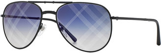 Burberry Spark Aviator Sunglasses with Mirrored Check Lens, Black