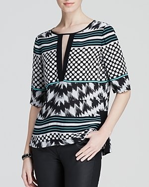 Cynthia Vincent Twelfth Street By Twelfth Street by Top - Contrast Placket Printed