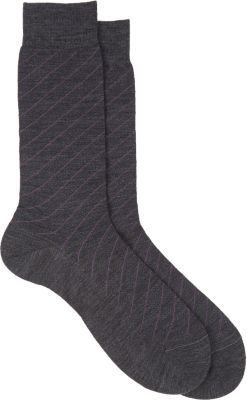 Barneys New York Diagonal-Stripe Mid-Calf Socks