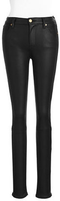 7 For All Mankind The Knee seam Skinny in Crackled Leather Like Finish