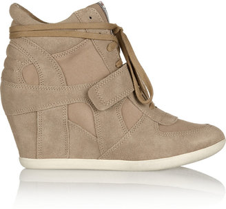 Ash Bowie suede and canvas wedge sneakers