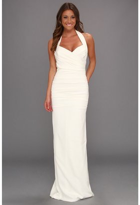 Nicole Miller Marilyn Solid Ruched Halter Gown