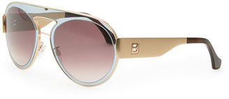Balenciaga Transparent Aviator Sunglasses, Gray/Purple