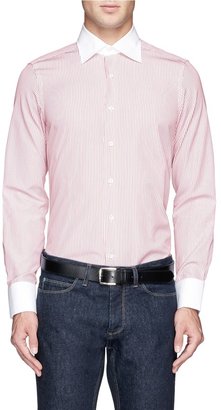 Canali Contrast collar stripe shirt