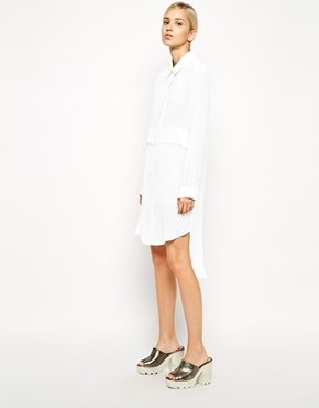 ASOS Chiffon Shirt Dress - white