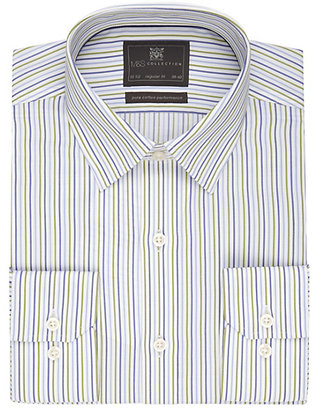 Marks and Spencer M&s Collection Ultimate Non-Iron Pure Cotton Hairline Striped Shirt