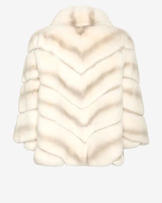 Yves Salomon Rex Rabbit Fur Swing Jacket: White