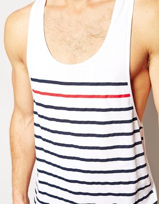 ASOS Vest With Highlight Stripe Print And Extreme Racer Back