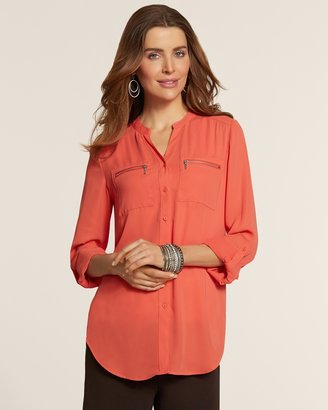Chico's Zip Pocket Button-Up Campbell Blouse