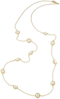 Carolee Gold-Tone Glass Pearl Station Long Necklace