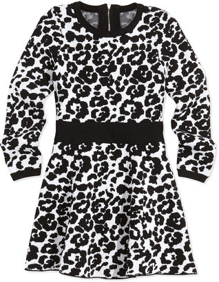 Milly Minis Cheetah-Print Flare Dress, Black/White