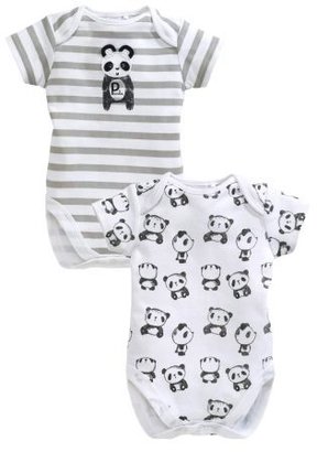 Next Two Pack Grey Panda Bodysuits (0-12mths)