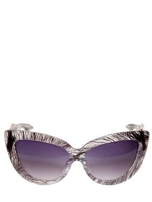 Charlotte Olympia Cat Eye Feather Print Acetate Sunglasses