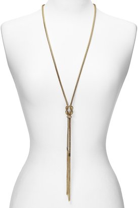 Aqua Knot Tassel Pendant Necklace, 28