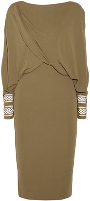 Givenchy Jersey-Crepe Dress With Ajour-Embroidered Cuffs