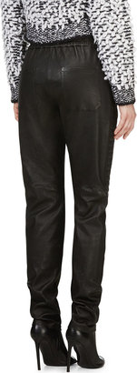 Balmain Black Quilted Leather Lounge Pants