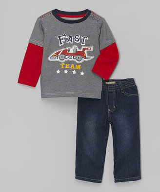 Kids Headquarters Gray 'Fast Team' Layered Tee & Pants - Infant, Toddler & Boys