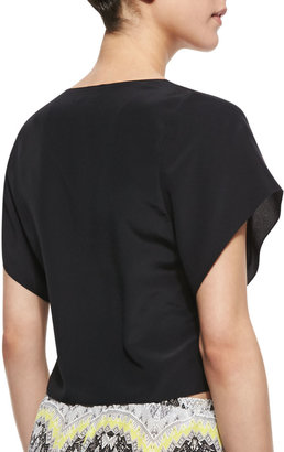 Neiman Marcus Cusp by Flutter Silk Crop Top, Black
