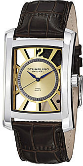 Stuhrling 29552 STUHRLING Stührling Mens Brown Leather Strap Spoke Watch