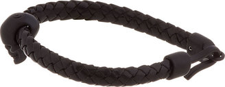 Alexander McQueen Black Braided Leather Bracelet