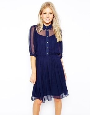 Traffic People Land of Silk Lilly Dress - navy
