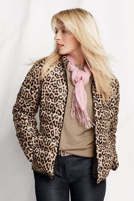 Lands' End Women's Stand-up Collar Leopard Down Jacket