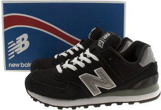 New Balance Womens Black & White 574 Suede And Mesh Trainers