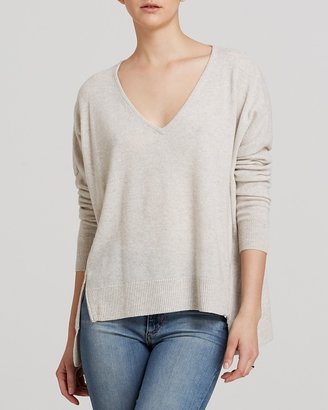 Aqua Cashmere Sweater - V-Neck Zip