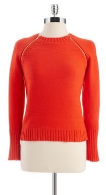 Anne Klein WOMENS Plus Knit Sweater with Zipper Detail
