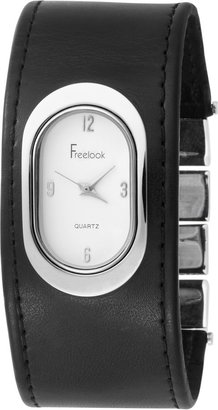 Freelook Women's HA1462 White Oval Dial Black leather Band Watch
