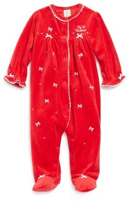 Little Me 'My First Christmas' Velour One-Piece (Baby Girls)