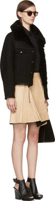 3.1 Phillip Lim Apricot Asymmetrical Pleats Leather Skirt