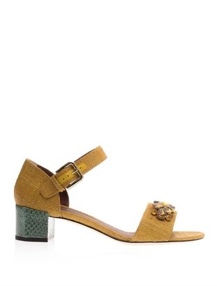 Dolce & Gabbana Bianca raffia mid-heel sandals